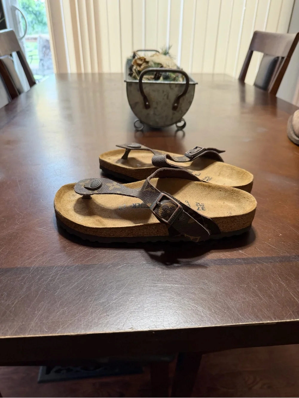 Birkenstock Brown Leather Cork Footbed Thong Sandals